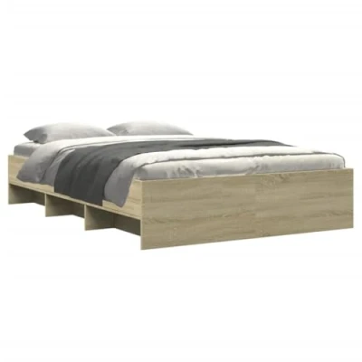 Abbildung von vidaXL Bettgestell, Bett mit Stauraum für Schlafzimmer, Bettrahmen Lattenrost, Schlafzimmerbett Doppelbett, Sonoma Eiche 140x190cm Holzwerkstoff