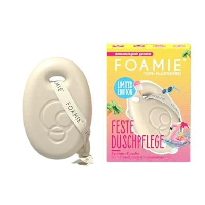 Abbildung von Foamie Feste Duschpflege Soft Sun Limited Edition 3 in 1: Reinigt, Massiert &amp; Pflegt Sonnenmilch Duft Mit Sonnenblumenöl Vegan Plastikfrei pH hautneutral 80g