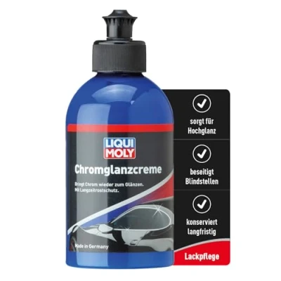 Abbildung von LIQUI MOLY Lackpflege Chromglanzcreme, Art. Nr.1529 I 250 ml Chrompolitur Auto zur Reinigung &amp; Chrompflege Entfernt Blindstellen Rost an Chromteilen Langzeit Korrosionsschutz Glanz