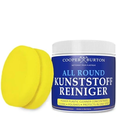 Abbildung von Nachhaltiges Kunststoff Intensiv Reiniger Konzentrat 0,5 kg Reinigungsmittel für strahlende Sauberkeit Entfernt mühelos Schmutz &amp; Flecken von COOPER BURTON inkl. Handschwamm