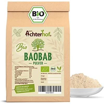 Abbildung von Baobab Pulver Bio 500g Affenbrotbaum Fruchtpulver 100% reines Baobabpulver für Müsli, Smoothie, Joghurt, Salatdressing oder Desserts vom Achterhof