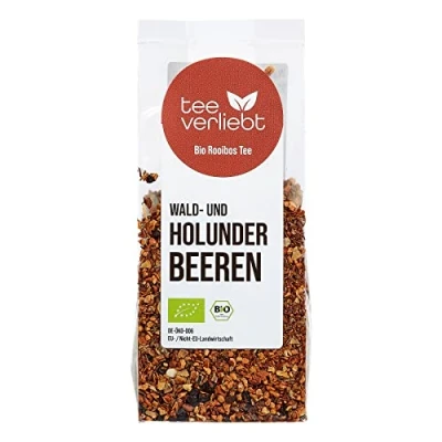 Abbildung von teeverliebt Bio Rooibos Tee Wald und Holunderbeeren 100 g I Loser Rotbusch koffeinfrei Fruchtige Beeren &amp; Würziger Roibusch Aus kontrolliert biologischem Anbau 100g