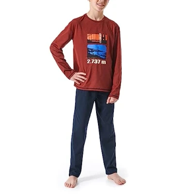 Abbildung von Schiesser SET Pyjama für Kinder, Größe: 140, Braun