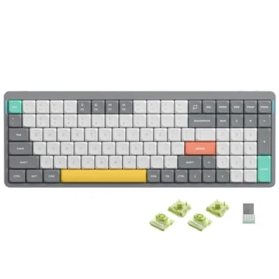 Abbildung von nuphy Air96 V2 Mechanische Tastatur Kabellos mit niedrigem Profil,100 Tasten RGB Hot Swap unterstützt 2.4GHz Wireless/Bluetooth/USB C für PC/Laptop/Windows/Mac Grey Gateron Aloe Switch