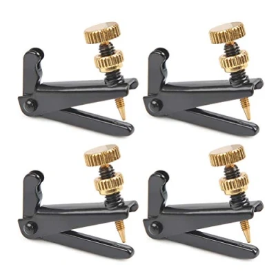 Abbildung von TIMESETL 4Stück Feinstimmer für 3/4 4/4 Geige Violine Metall Saitenfeinstimmer Edles Design in Farbe Schwarz
