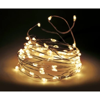 Abbildung von Spetebo LED Lichterkette Draht 40 / 195 cm warm weiß, Deko Beleuchtung Indoor Outdoor Weihnachten Advent Winter