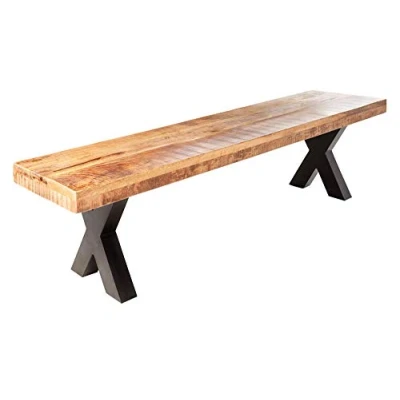 Abbildung von riess ambiente Sitzbank IRON CRAFT 160cm natur / schwarz (Einzelartikel, 1 St), Esszimmer · Massivholz Metall Industrial Küche