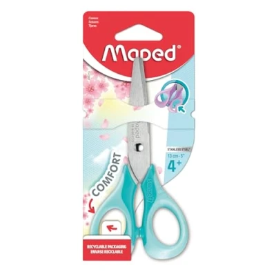 Abbildung von Maped Schul und Bastel Schere SENSOFT PASTELL 13 cm, abgerundete Spitze, flexible ergonomische Griffe flieder, Sortiert