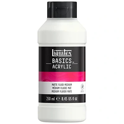 Abbildung von Liquitex 1041005 Basics Acrylfarbe Flüssiges Mattes Medium für Acrylfarben, verleiht Farben eine matte Oberfläche und reduziert den Glanz, macht transparenter, flüssig 250ml Flasche