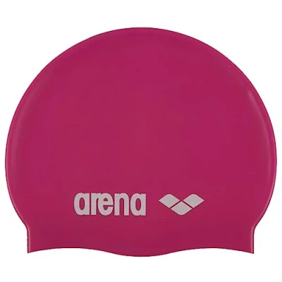 Abbildung von arena Classic Junior Unisex Silikon Schwimmkappe, Schwimmkappe für Jungen und Mädchen, Badekappe mit Verstärktem Rand, Weiche Strapazierfähige Schwimmkappe,Fuxia White (91)
