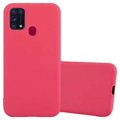 Abbildung von Cadorabo Hülle kompatibel mit Samsung Galaxy M31 Schutzhülle TPU Silikon Case Candy Design Slim Kratzfest Weiche Gummi Rundumschutz für in Rot