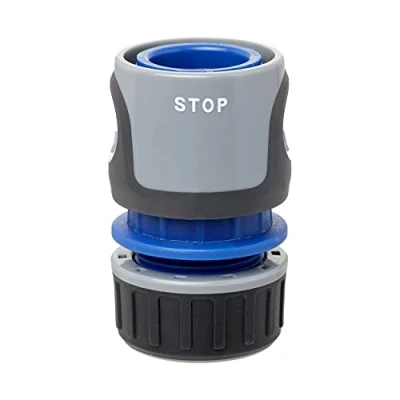 Abbildung von TATAY STOP Premium Schnellanschluss für 1/2&quot; (12,5mm) 5/8&quot; (15mm) Schläuche, Universell passender Anschluss, Sonnenschutz, Einfache Installation, Grau Schwarz