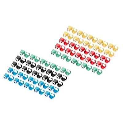 Abbildung von DIGITUS Farbclips für RJ45 Patchkabel farbliche Organisation von Netzwerkkabeln zur Verbesserung Kabelmanagement 5x20 Stück CAT 5e, 6 &amp; 6A LAN Kabel AWG 24/7 27/7 Farbmix