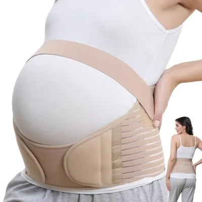 Abbildung von NEOtech Care Bauchgurt für die Schwangerschaft stützt Taille, Rücken &amp; Bauch Schwangerschaftsgurt (Beige, S)