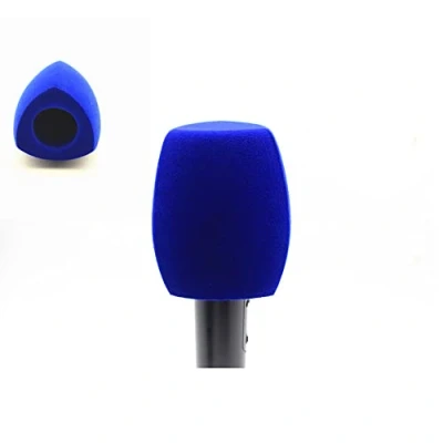 Abbildung von Beflockte Mikrofon Schaumstoff Windschutzscheiben, Handgriff, Mikrofon, Schaumstoffabdeckungen, Windschutzscheiben für TV Interview Mikrofone (Dreieck, blau)