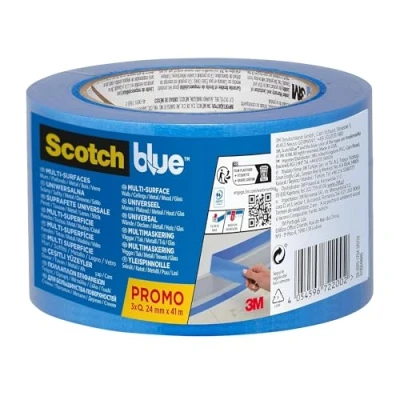 Abbildung von ScotchBlue Premium Malerabdeckband Multi Surface, 24 mm x 41 m Vielseitiges Scotch Klebeband für Malerarbeiten und Dekoration, Innen Außen, Abklebeband/Kreppband, 3 Stück/Packung 70% PEFC