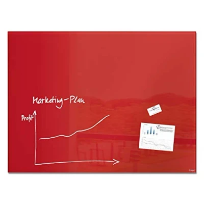 Abbildung von SIGEL GL212 Premium Glas Whiteboard 120x90 cm rot hochglänzend, SGS geprüft, einfache Montage, incl. 2 starke Magnete, Magnettafel Artverum