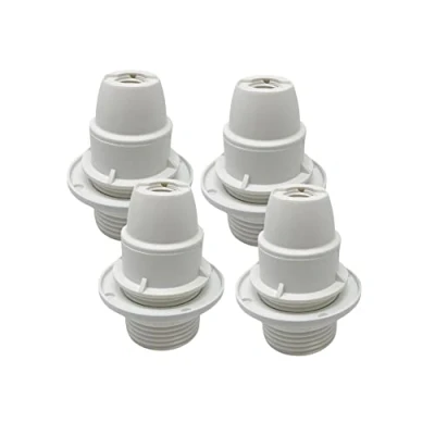 Abbildung von HALOTEC 4er Pack Lampenfassungen E14 mit Gewinde und Haltering für Lampenschirme Weiße Fassung Farbe Weiß
