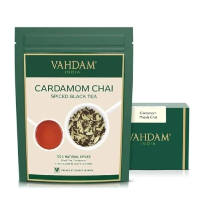 Abbildung von VAHDAM, Cardamom Chai Spiced Black Tea (200g) Gewürzter Tee Indiens traditioneller Kardamom Frisch &amp; Direkt Von Der Quelle In Indien Masala Tee, Latte