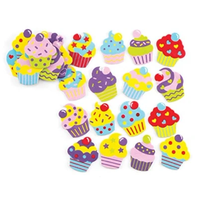 Abbildung von Baker Ross Moosgummi Aufkleber „Cupcake“ Kreatives Bastelmaterial für Kinder zum Dekorieren (120 Stück)