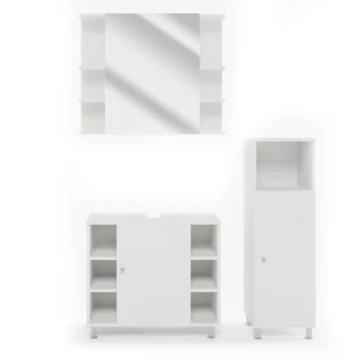 Abbildung von Vicco Badmöbel Set Fynn, Weiß, 3 Teile, mit Midischrank