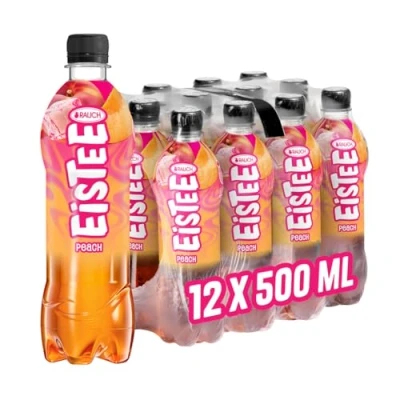 Abbildung von Rauch Eistee Peach Erfrischendster Durstlöscher mit authentischem Pfirsch Geschmack Ideal für Teetrinker Aus Schwarztee und Hagebutte 12x 500ml PET Flasche