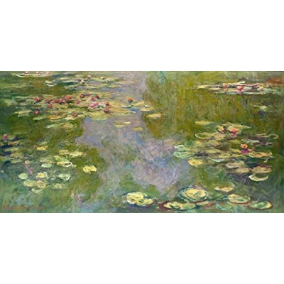 Abbildung von 1art1 Claude Monet Poster Seerosen, 1919 Bilder Leinwand Bild Auf Keilrahmen XXL Wandbild Kunstdruck Als Leinwandbild 100x50 cm