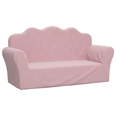 Abbildung von vidaXL Kindersofa 2 Sitzer, Sofa Abnehmbarer Bezug, Gepolstert Kindersessel Zweisitzer, Spielsofa Kindercouch Kindermöbel, Rosa Weich Plüsch