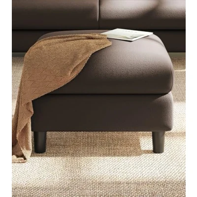Abbildung von Welzona Hocker Mit Stauraum, Teddy Sitzhocker, Werkzeuglose Einrichtung Fusshocker, Ganz Holz Polsterhocker, 68cm Couch Wohnzimmer, Ottomane, Fußhocker, Sitzbox, Sitztruhe, Fußbank, Braun