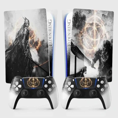 Abbildung von PS5 Skin Sticker Kreis von Elden, Aufkleber für Playstation 5r, Konsole und Controller, Standard Edition Disc, MALENIA (2 Controller)