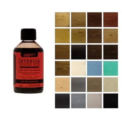 Abbildung von Littlefair&#039;s Holzlasur 250ml Innen Holz Lasur Für Natürliche Holzmaserung Wasserbasierte Wood Stain Schnell Trocknend &amp; Umweltfreundlich Farbe: Sehr rotes Mahagoni