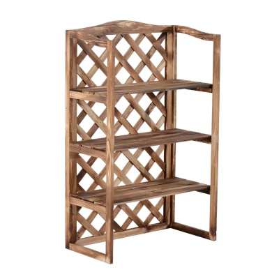 Abbildung von Blumenständer Blumenregal Pflanzregal Blumenbank 3 Etagen Tannenholz (Modell8)