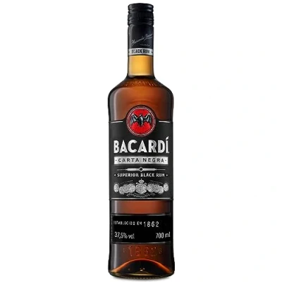 Abbildung von BACARDÍ Carta Negra Superior Black Rum, 37,5% Vol., 70 cl/700 ml, legendärer dunkler Karibik perfekt für tropische Cocktails