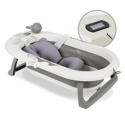 Abbildung von KidzCorner faltbare Baby Badewanne mit integriertem Thermometer und Stützkissen