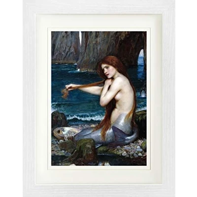 Abbildung von 1art1 John William Waterhouse Poster Eine Seejungfrau, 1901 Gerahmtes Bild Mit Edlem Passepartout Wand Bilder Im Bilderrahmen 40x30 cm