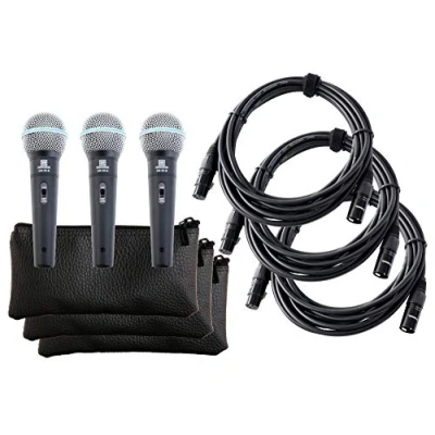 Abbildung von Pronomic DM 58 B Vocal Mikrofon mit Schalter 3er SET inkl. 3x 5m XLR Kabel Druckvollem, warmem Klang