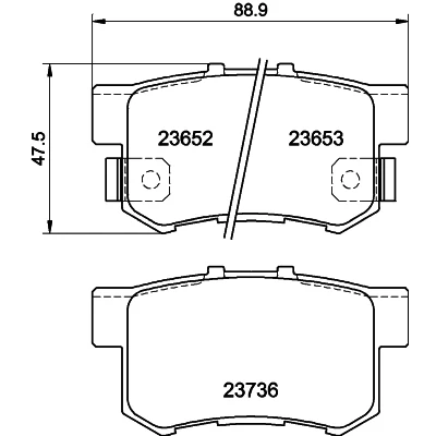 Abbildung von HELLA 8DB 355 009 581 Bremsbelagsatz mit akustischer Verschleißwarnung HONDA: CIVIC 7 Hatchback, Accord Limousine, Tourer