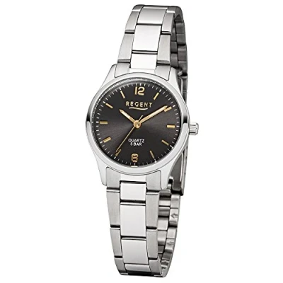 Abbildung von Regent Quarzuhr Damen Armbanduhr silber Analog, (Analoguhr), rund, klein (ca. 29mm), Edelstahlarmband