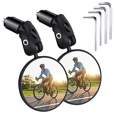 Abbildung von Fahrradspiegel 2 Stück, HD 360 Drehbar &amp; Klappbar Fahrrad Rückspiegel,Universal für Lenker 17.4 22 mm,Weitwinkel Fahrradrückspielgel Fahrrad,Mountainbike,Rennräder