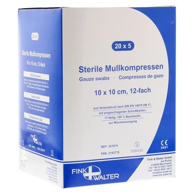 Abbildung von Mullkompressen 10x10 cm steril 12fach 20X5 St