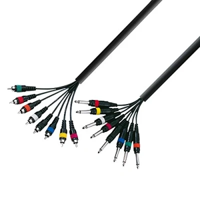Abbildung von Adam Hall 3 Star Series Instrumentenkabel (8 x 6,3 mm Mono Klinke auf 8 Cinchstecker), 5 m