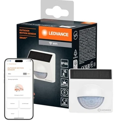 Abbildung von LEDVANCE SMART+ Außen Sensor zur Bewegungserkennung mit WiFi Technologie und Solarzelle, weiß