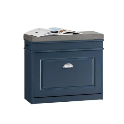 Abbildung von SoBuy Schuhkipper Schuhschrank mit Klappe Schuhbank Sitzkissen Schuhkommode Sitzbank Blau BHT ca. 60x52x24cm FSR82 K B