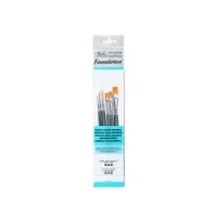 Abbildung von Winsor &amp; Newton 5295016 Foundation Pinselsets, Aquarellpinsel, 6er Set, Runddpinsel Nr.1, 5, 6, Filbert Nr.2 kurzer Stiel, Pinsel für Aquarellfarbe
