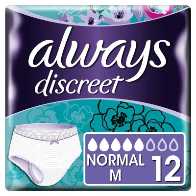 Abbildung von Always Discreet Windelhosen für Harnverlust und Inkontinenz, größe Normal M 12 Stück
