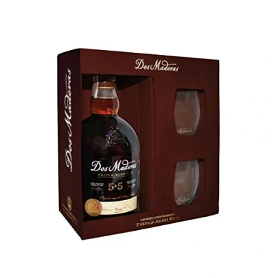 Abbildung von RON DOS MADERAS P.X. 5+5 AÑOS 1 Flasche 0,70l. und 2 Gläser WILLIAMS &amp; HUMBERT m
