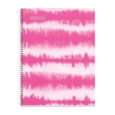 Abbildung von Miquelrius Notizbuch, Hardcover Karton, A5, 4 Farbstreifen, 120 Rasterblätter à 90 g, 2 Löcher, Neon Pink Fluor Tie Dye