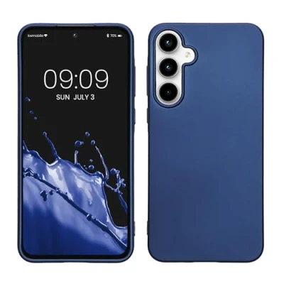 Abbildung von kwmobile Case kompatibel mit Samsung Galaxy A55 5G Hülle Schutzhülle aus Silikon metallisch schimmernd Handyhülle Metallic Blau