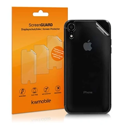 Abbildung von kwmobile 3X Schutzfolie Rückseite kompatibel mit Apple iPhone XR Folie Backcover Smartphone Handyfolie transparent