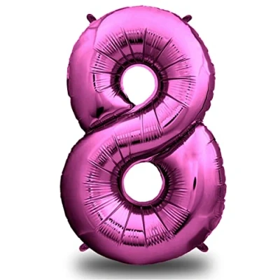 Abbildung von envami® Luftballon Geburtstag XXL Pink Riesen Folienballon in 40&quot; 101cm Geburtstagsdeko Ballon Zahl Deko zum Mädchen fliegt mit Helium (Zahl 8)